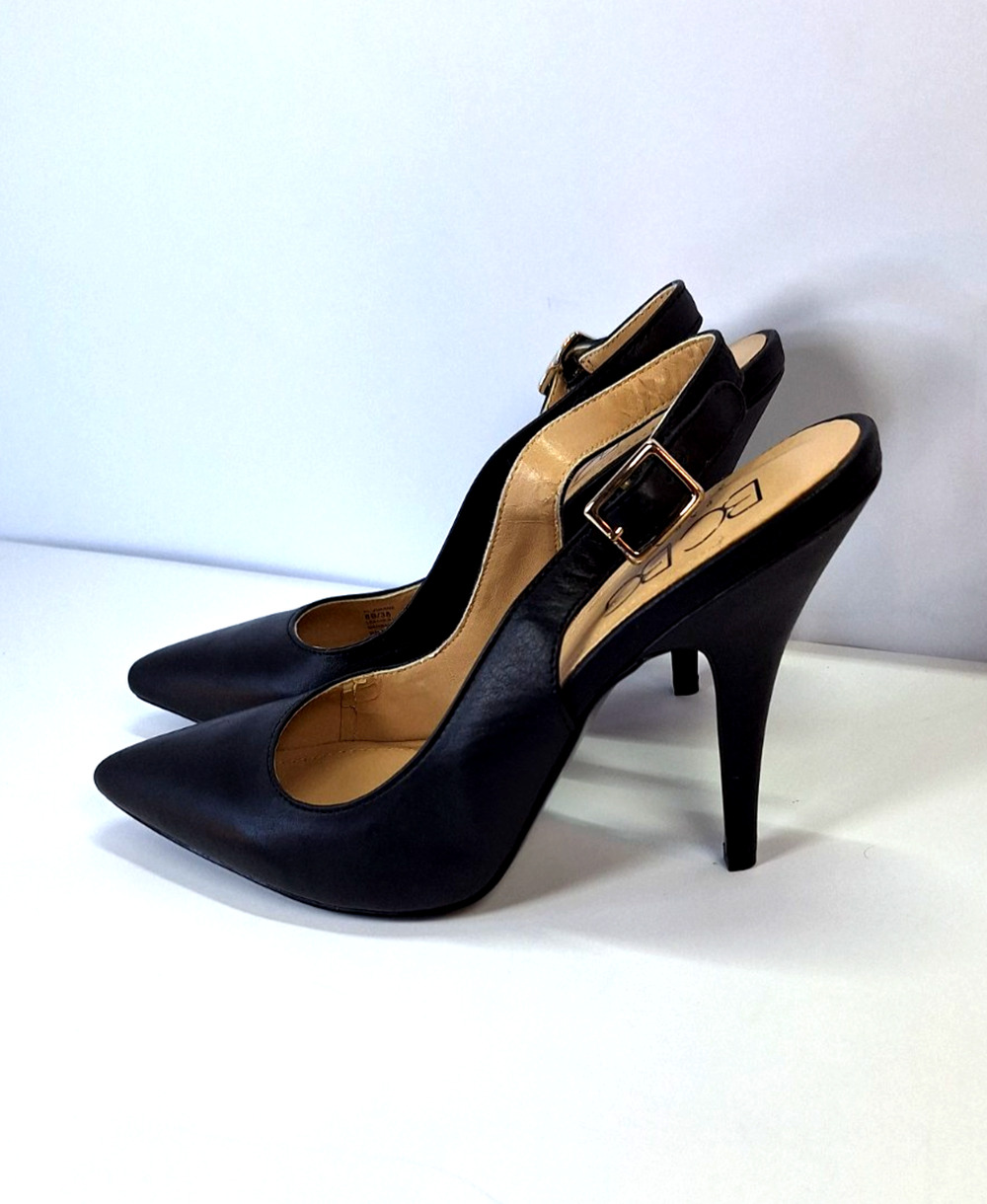BCBG Paris Sophisticate Glam Slingback Strap Pointed Toe Parisian Chic Stiletto
